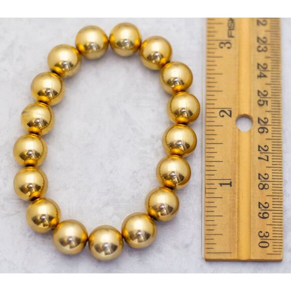 6 inch, Vintage Gold Tone Sphere Ball Victorian Ladies Beaded Bracelet - C9 - Picture 3 of 3